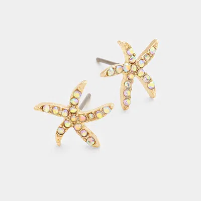 Fashnzfab Starfish Stud Earrings - Ab In Gold