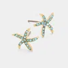 Fashnzfab Starfish Stud Earrings - Aqua In Gold