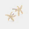 Fashnzfab Starfish Stud Earrings - Clear, Gold In Gold