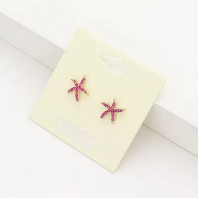 Fashnzfab Starfish Stud Earrings - Fuchsia In Pink
