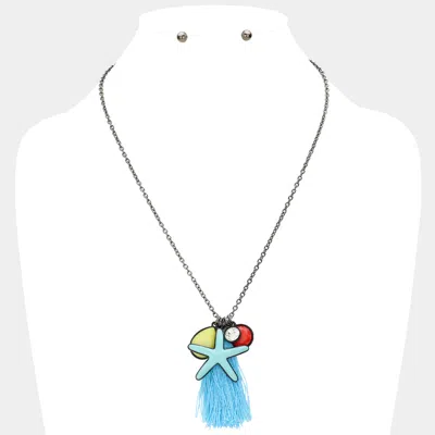 Fashnzfab Starfish Tassel Pendant Necklace In Multi