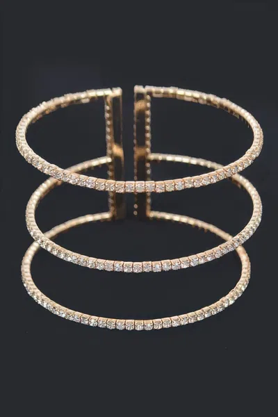 Fashnzfab Start A Trend Sparkly Rhinestone Open Bracelet In Gray