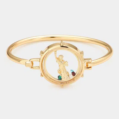 Fashnzfab Statue Of Liberty & Nyc Cab Floating Locket Hook Bracelet Gold