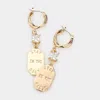Fashnzfab Stay In The Magic Square Stone Metal Octagon Link Dangle Pin Catch Earrings In Gold