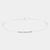 Fashnzfab Stay Positive Brass Thin Metal Hook Bracelet Rhodium In Multi