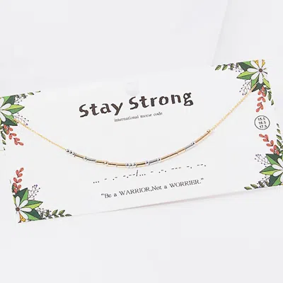 Fashnzfab Stay Strong Message Morse Code Pendant Necklace In Gold