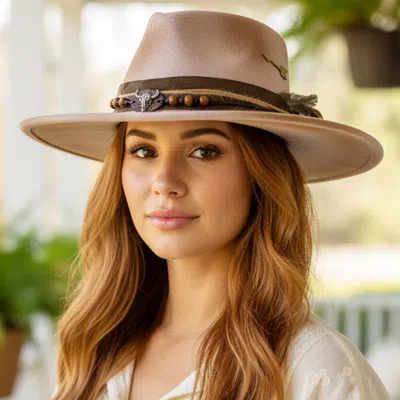 Fashnzfab Steer Head Arrow Accent Feather Beaded Band Rustic Vintage Distressed Western Cowgirl Fedora Hat In Multi