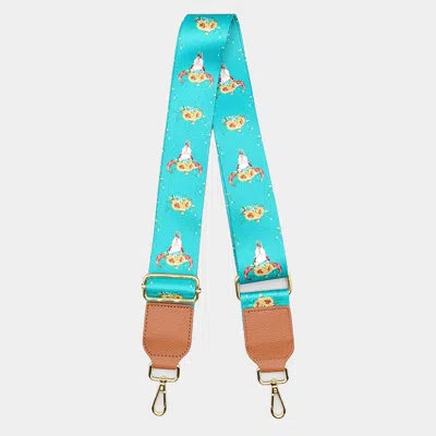 Fashnzfab Steer Head Pointed Bag Strap In Blue