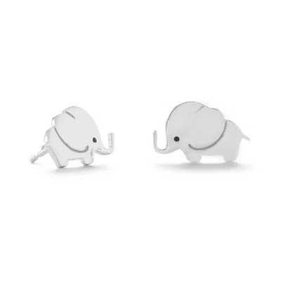 Fashnzfab Sterling Silver And Enamel Elephant Stud Earrings In Pattern