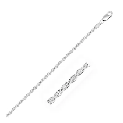 Fashnzfab Sterling Silver Diamond Cut Rope Style Chain (2.90 Mm)