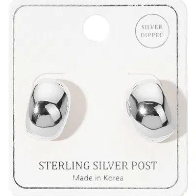 Fashnzfab Sterling Silver Dipped Mini Pebble Earrings In Multi