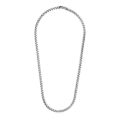 Fashnzfab Sterling Silver Gunmetal Finish Round Box Chain Necklace In Multi