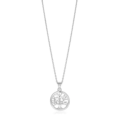 Fashnzfab Sterling Silver Inch Round Tree Of Life Necklace In Multi