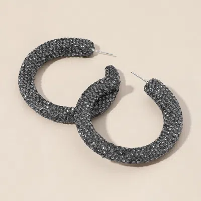 Fashnzfab Sterling Silver Post Rhinestone Studded Hoop Earrings In Multi