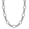 Fashnzfab Sterling Silver Rhodium Plated Knot Style And Textured Oval Chain Necklace In Silver