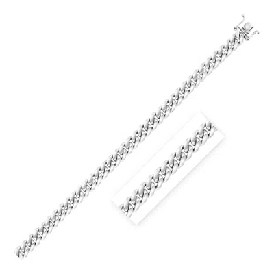 Fashnzfab Sterling Silver Rhodium Plated Miami Cuban Chain (7.00 Mm) In Multi