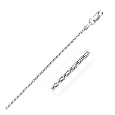 Fashnzfab Sterling Silver Rhodium Plated Wheat Chain (1.50 Mm) In Multi