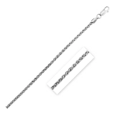 Fashnzfab Sterling Silver Rhodium Plated Wheat Chain (2.60 Mm) In Metallic