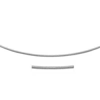 Fashnzfab Sterling Silver Round Omega Style Chain Necklace With Rhodium Plating (1.55mm)