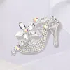 Fashnzfab Stiletto Heel Marquise Stone Flower Pin Brooch In Multi