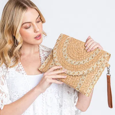 Fashnzfab Stitch Detail Straw Clutch / Crossbody Bag In Gray