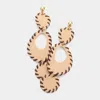 Fashnzfab Stitch Trim Irregular Faux Leather Dangle Earrings - Ivory In Gold