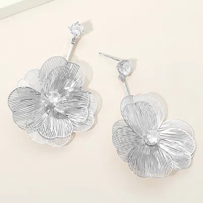 Fashnzfab Stone Accent Cutout Flower Drop Earrings In Multi