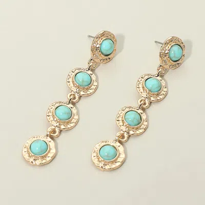 Fashnzfab Stone Accent Textured Metal Frame Link Drop Earrings In Gold