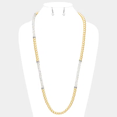Fashnzfab Stone Accented Pearl Necklace In Multi