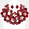 Fashnzfab Stone Ball Marbled Bead Cluster Necklace In Pink