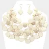 Fashnzfab Stone Ball Marbled Bead Cluster Necklace In White