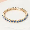 Fashnzfab Stone Bezel Stretch Bracelet Blue, Gold In Multi