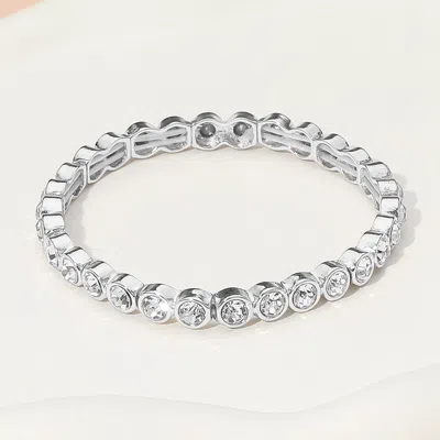 Fashnzfab Stone Bezel Stretch Bracelet Clear, Silver In Multi