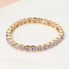 Fashnzfab Stone Bezel Stretch Bracelet Gold, Lavender In Multi