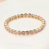 Fashnzfab Stone Bezel Stretch Bracelet Gold, Pink In Multi