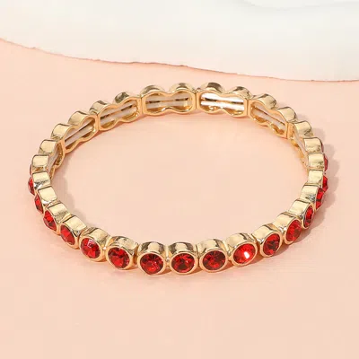 Fashnzfab Stone Bezel Stretch Bracelet In Multi