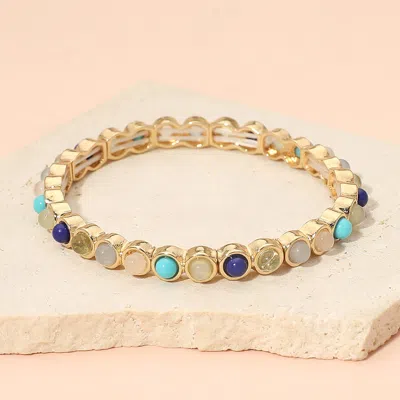 Fashnzfab Stone Bezel Stretch Bracelet In Pattern