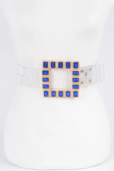 Fashnzfab Stone Buckle Faux Leather Belt In Burgundy