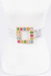 Fashnzfab Stone Buckle Plus Size Transparent Belt In Multi