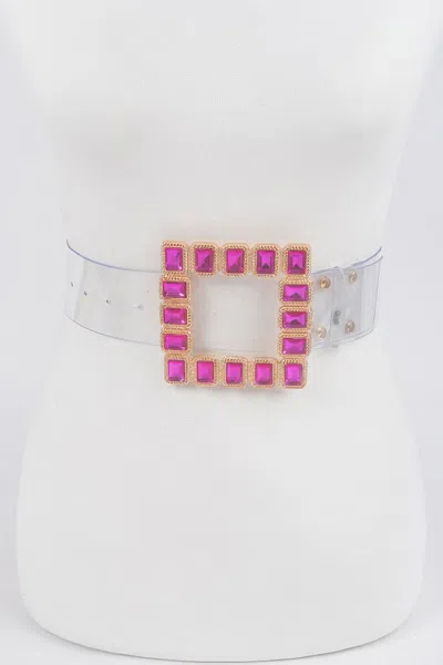 Fashnzfab Stone Buckle Faux Leather Belt In Multi