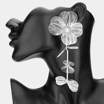 Fashnzfab Stone Bud Metal Filigree Flower Drop Earrings In Multi