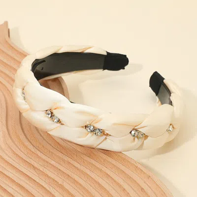 Fashnzfab Stone Cluster Accent Braided Headband In Neutral