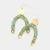 Fashnzfab Stone Cluster Arch Dangle Earrings In Green