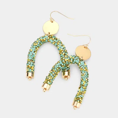 Fashnzfab Stone Cluster Arch Dangle Earrings In Green