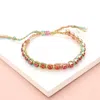Fashnzfab Stone Cluster Beaded Adjustable Cinch Pull Tie Bracelet In Pink