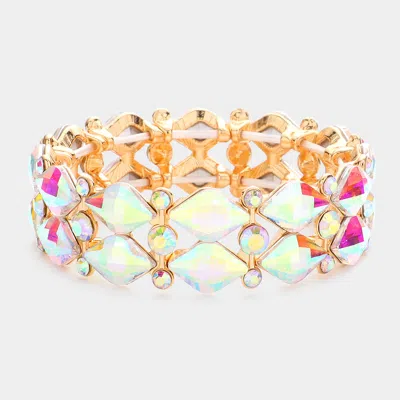 Fashnzfab Stone Cluster Evening Stretch Bracelet Ab, Gold