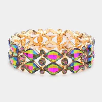 Fashnzfab Stone Cluster Evening Stretch Bracelet Vitrail Medium In Multi