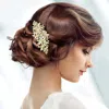 Fashnzfab Stone Cluster Flower Hair Comb In Gold