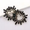 Fashnzfab Stone Cluster Heart Evening Earrings - Black In Black