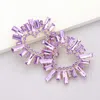 Fashnzfab Stone Cluster Heart Evening Earrings - Lavender In Purple
